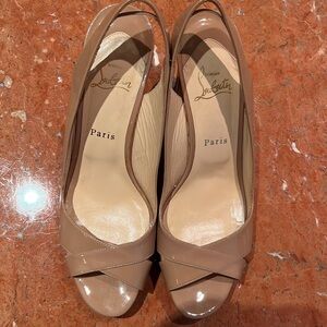 Authentic Christian Louboutin heels, beige is illusion make believe longest legs